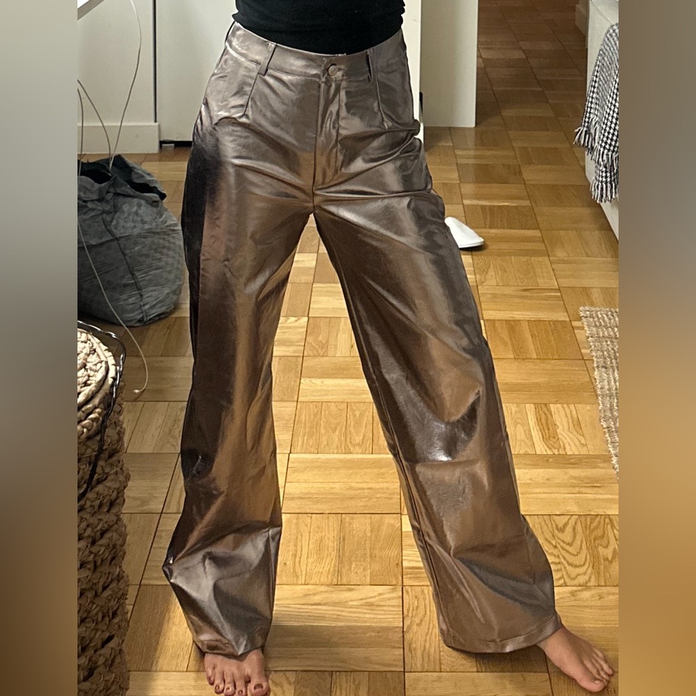 Metallic high waist pants - straight pants size S (fits 26)